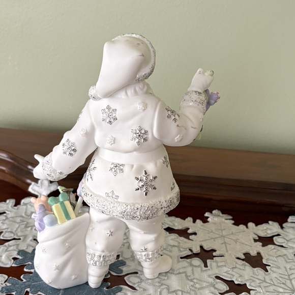 Lenox Santa Figurine with White and Silver Accents